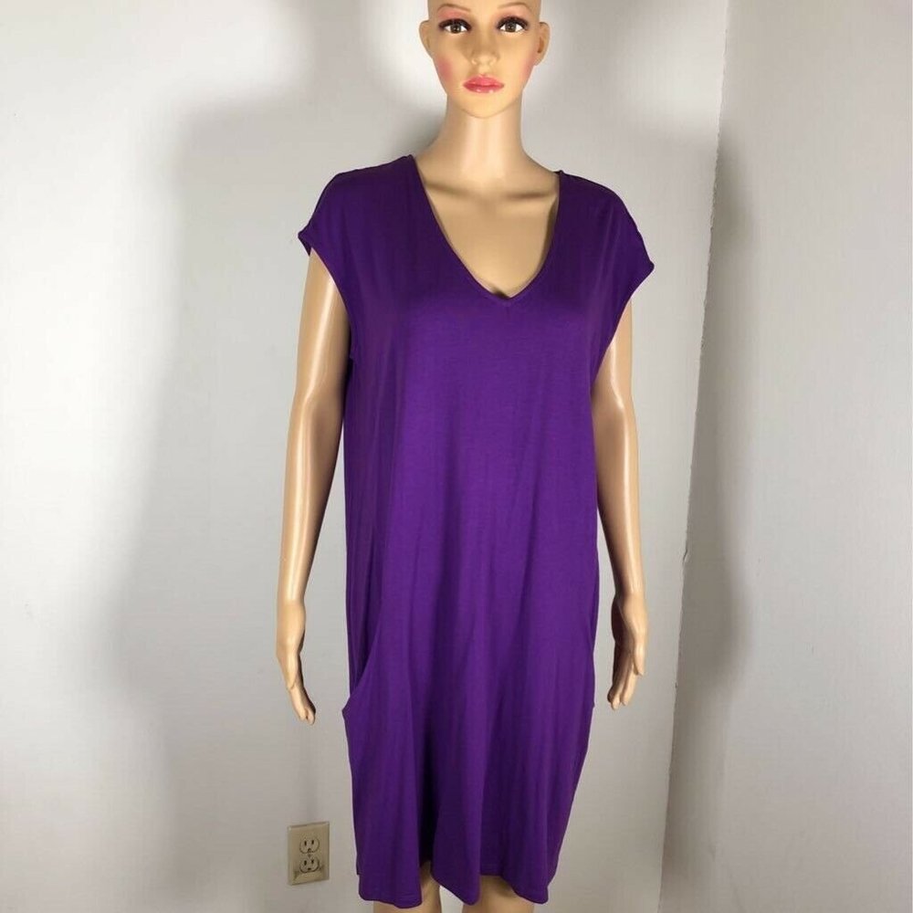 Westbound Womens Shift Dress Purple Stretch V Neck